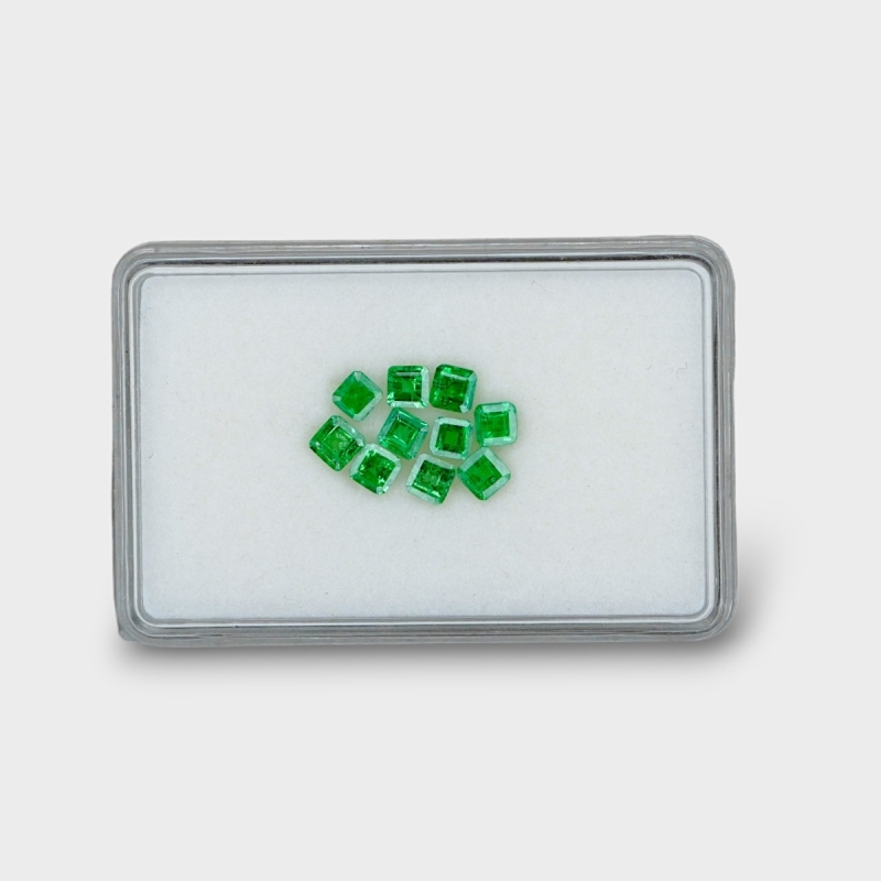 3.74 Cts. Tsavorite Garnet 3.5-4mm Step Cut Square Shape AA Grade Gemstones Parcel - Total 10 Pc.