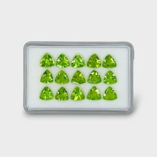 15.02 Cts. Peridot 7mm Faceted Trillion Shape AA Grade Gemstones Parcel - Total 15 Pc.