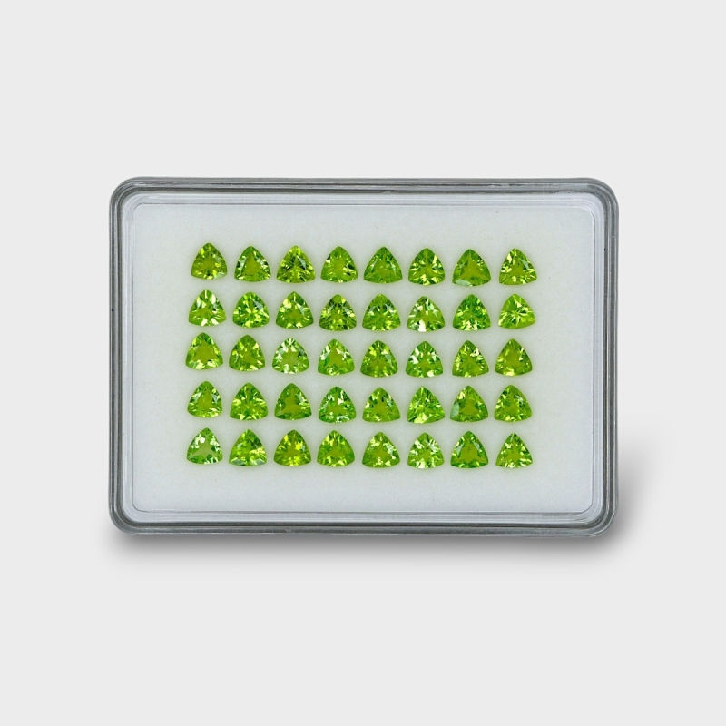 26.67 Cts. Peridot 6mm Faceted Trillion Shape AA+ Grade Gemstones Parcel - Total 40 Pc.