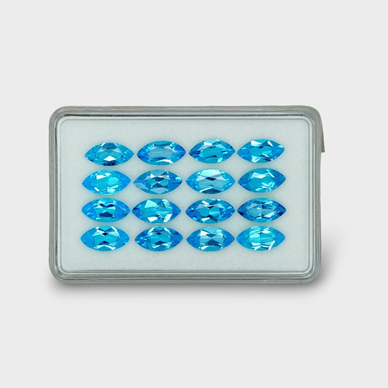 19.73 Cts. Swiss Blue Topaz 10x5mm Faceted Marquise Shape AAA Grade Gemstones Parcel - Total 16 Pc.