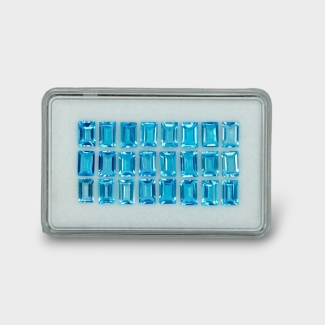 16.5 Cts. Swiss Blue Topaz 6x4mm Step Cut Baguette Shape AAA Grade Gemstones Parcel - Total 24 Pc.