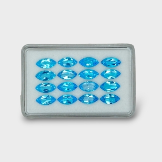 20.52 Cts. Swiss Blue Topaz 10x5mm Faceted Marquise Shape AAA Grade Gemstones Parcel - Total 16 Pc.