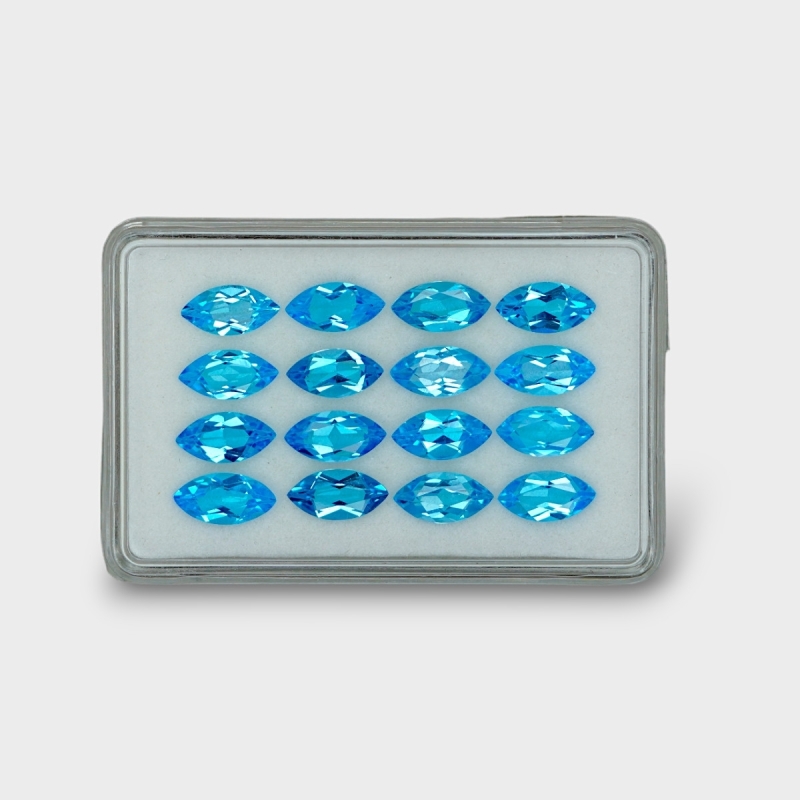 20.57 Cts. Swiss Blue Topaz 10x5mm Faceted Marquise Shape AAA Grade Gemstones Parcel - Total 16 Pc.