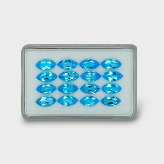20.58 Cts. Swiss Blue Topaz 10x5mm Faceted Marquise Shape AAA Grade Gemstones Parcel - Total 16 Pc.
