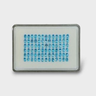 22.18 Cts. Swiss Blue Topaz 5x3mm Faceted Oval Shape AAA Grade Gemstones Parcel - Total 78 Pc.