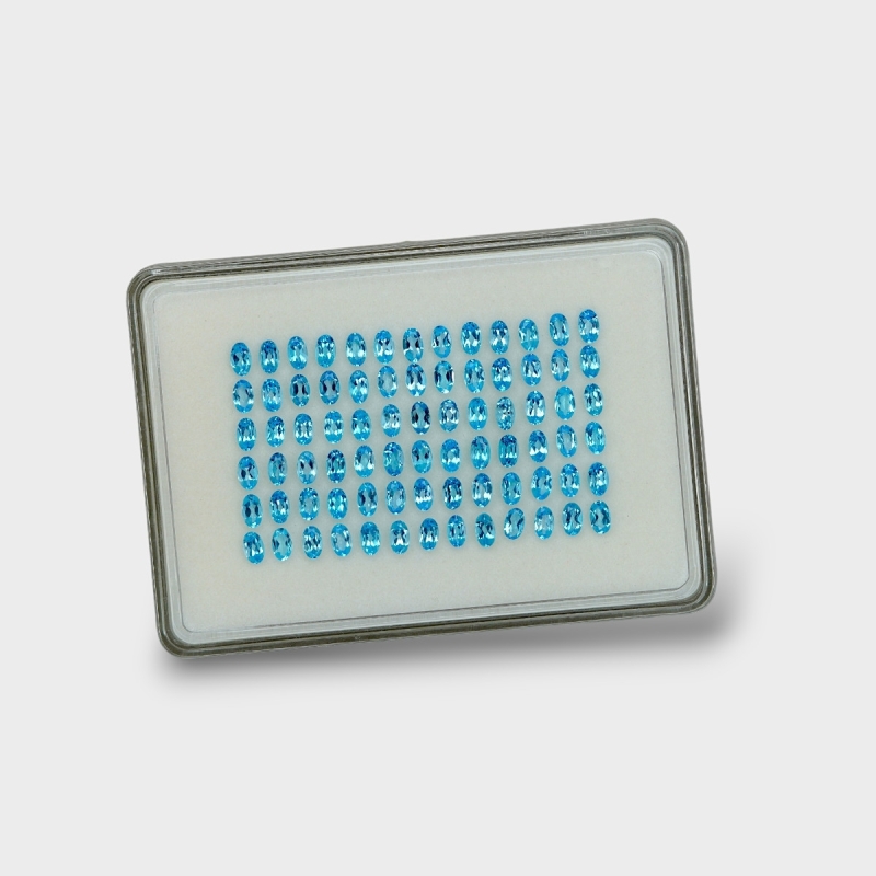 Swiss Blue Topaz 5x3mm Faceted Oval AAA Gemstones Parcel - 180081