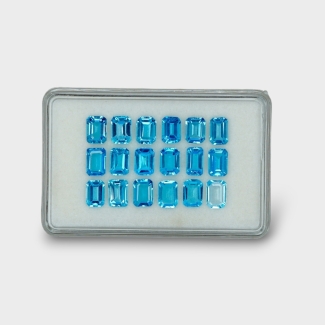 17.44 Cts. Swiss Blue Topaz 7x5mm Step Cut Octagon Shape AAA Grade Gemstones Parcel - Total 18 Pc.