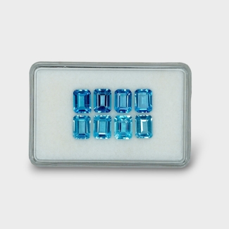 16.07 Cts. Swiss Blue Topaz 8x6mm Step Cut Octagon Shape AAA Grade Gemstones Parcel - Total 8 Pc.