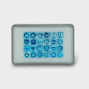 18.79 Cts. Swiss Blue Topaz 5mm Step Cut Square Shape AAA Grade Gemstones Parcel - Total 24 Pc.