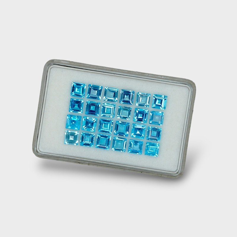 Swiss Blue Topaz 5mm Step Cut Square AAA Gemstones Parcel - 180058