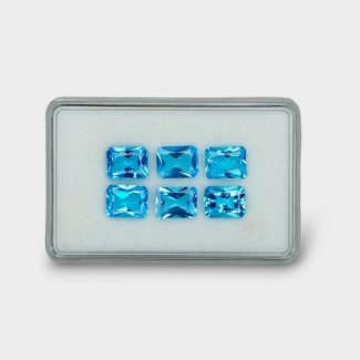 16.75 Cts. Swiss Blue Topaz 9x7mm Princess Cut Octagon Shape AAA Grade Gemstones Parcel - Total 6 Pc.