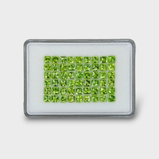 40.23 Cts. Peridot 5mm Checkerboard Square Shape AA+ Grade Gemstones Parcel - Total 54 Pc.
