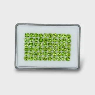 40.32 Cts. Peridot 5mm Checkerboard Square Cushion  Shape AA+ Grade Gemstones Parcel - Total 60 Pc.