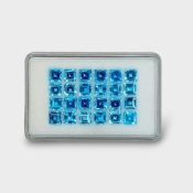 20.3 Cts. Swiss Blue Topaz 5mm Step Cut Square Shape AAA Grade Gemstones Parcel - Total 24 Pc.