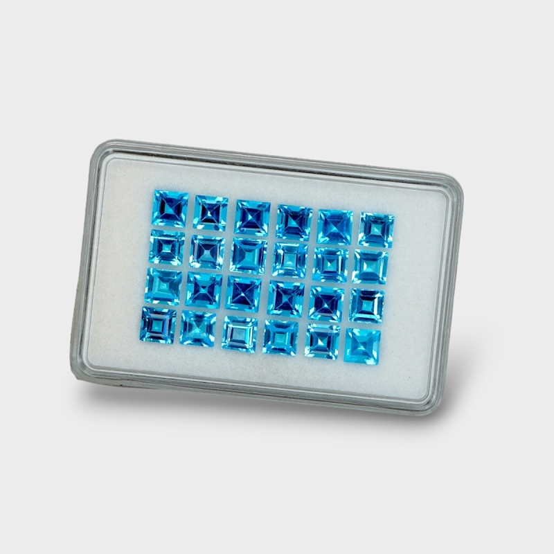 Swiss Blue Topaz 5mm Step Cut Square AAA Gemstones Parcel - 180060