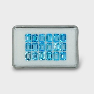 20.47 Cts. Swiss Blue Topaz 7x5mm Step Cut Octagon Shape AAA Grade Gemstones Parcel - Total 18 Pc.