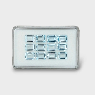 16.69 Cts. Aquamarine 8x6mm Step Cut Octagon Shape AA Grade Gemstones Parcel - Total 12 Pc.