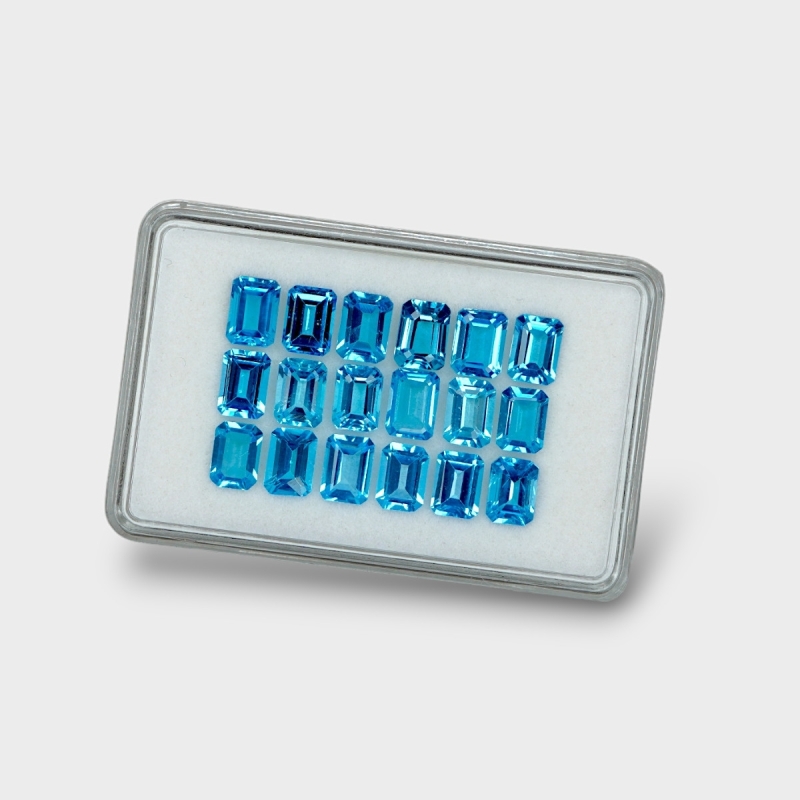 Swiss Blue Topaz 7x5mm Step Cut Octagon AAA Gemstones Parcel - 180087