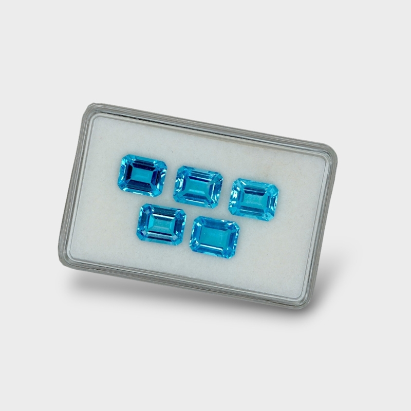 Swiss Blue Topaz 10x8mm Step Cut Octagon AAA Gemstones Parcel - 180130