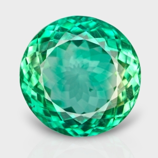 36.66 Cts. Green Kunzite 20mm Faceted Round Shape AAA Grade Loose Gemstone - Total 1 Pc.