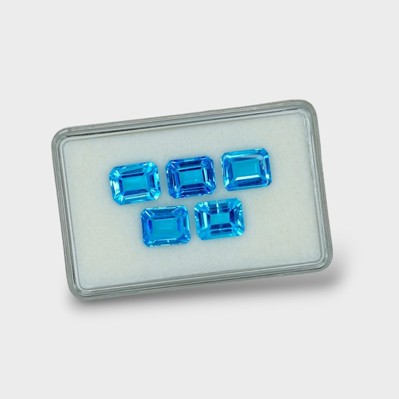 Swiss Blue Topaz 10x8mm Step Cut Octagon AAA Gemstones Parcel - 180131