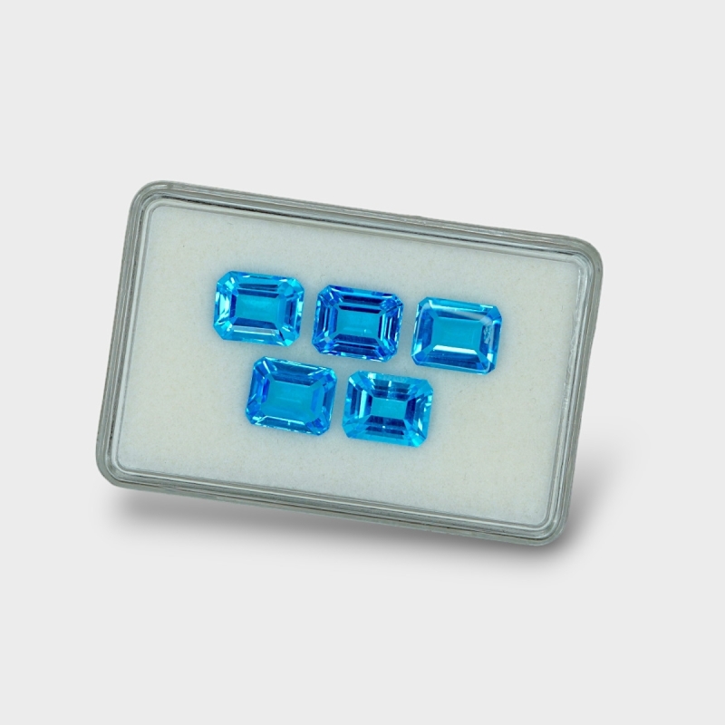 Swiss Blue Topaz 10x8mm Step Cut Octagon AAA Gemstones Parcel - 180131