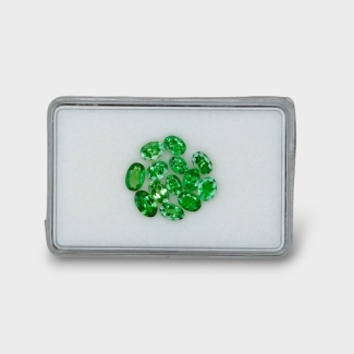 6 Cts. Tsavorite Garnet 3.5x5-4x7mm Faceted Oval Shape AA Grade Gemstones Parcel - Total 13 Pc.