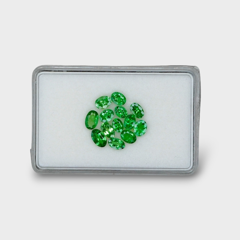6 Cts. Tsavorite Garnet 3.5x5-4x7mm Faceted Oval Shape AA Grade Gemstones Parcel - Total 13 Pc.