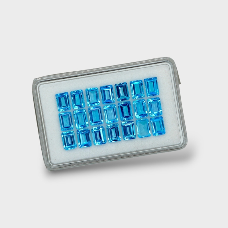 Swiss Blue Topaz 7x5mm Step Cut Octagon AAA Gemstones Parcel - 180106