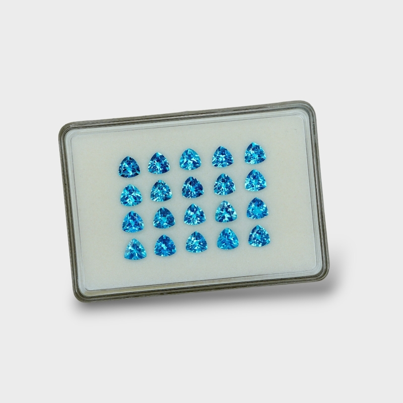 Swiss Blue Topaz 7mm Faceted Trillion AAA Gemstones Parcel - 180112