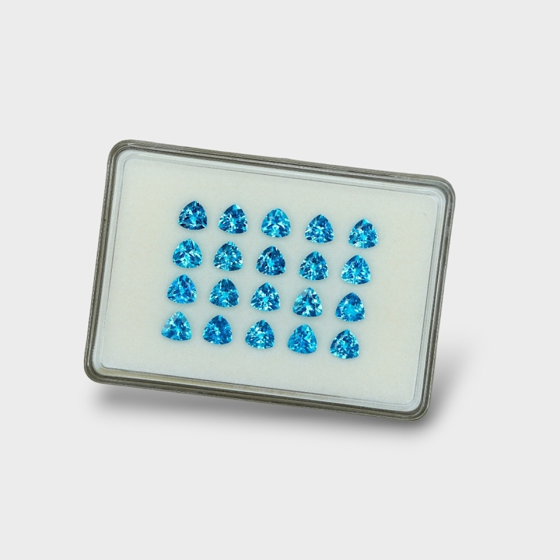 Swiss Blue Topaz 7mm Faceted Trillion AAA Gemstones Parcel - 180112