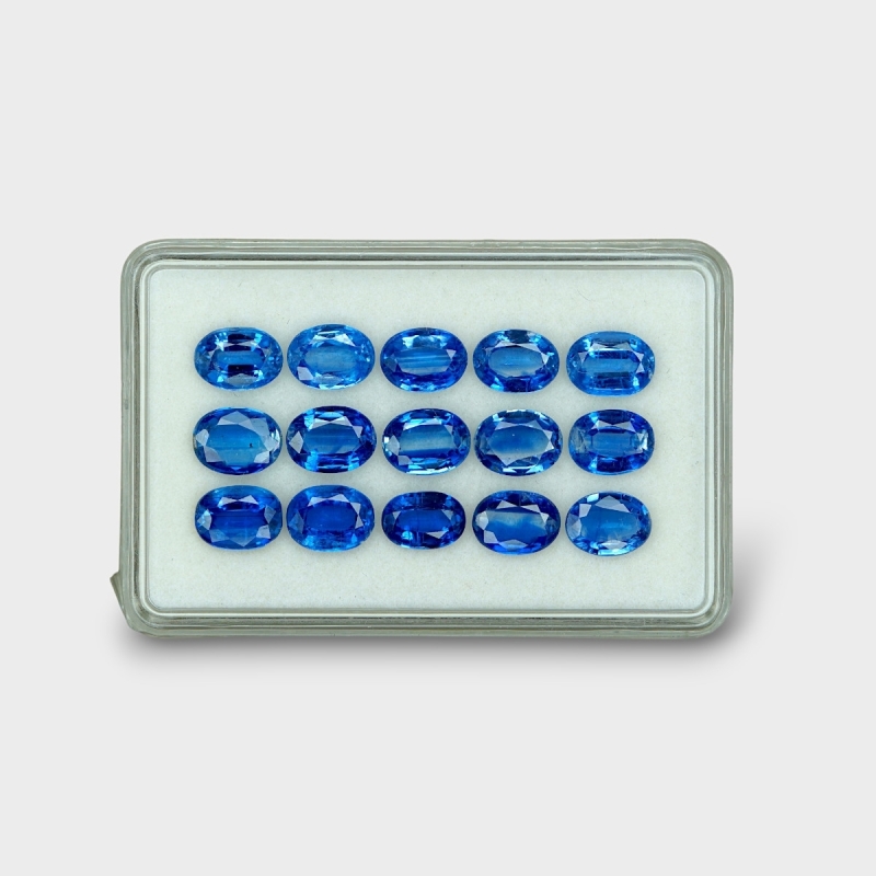 21.78 Cts. Kyanite 8x6mm Faceted Oval Shape AAA Grade Gemstones Parcel - Total 15 Pc.