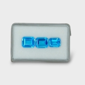 18.77 Cts. Swiss Blue Topaz 12x10-11x9mm Step Cut Octagon Shape AAA Grade Gemstones Parcel - Total 3 Pc.