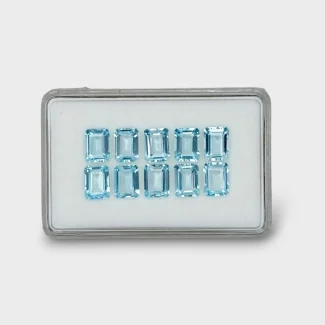 14.91 Cts. Aquamarine 8x6mm Step Cut Octagon Shape AA+ Grade Gemstones Parcel - Total 10 Pc.