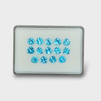 29.7 Cts. Swiss Blue Topaz 8mm Buff Top Trillion Shape AAA Grade Gemstones Parcel - Total 14 Pc.