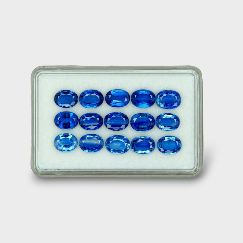 22.85 Cts. Kyanite 8x6mm Faceted Oval Shape AAA Grade Gemstones Parcel - Total 15 Pc.