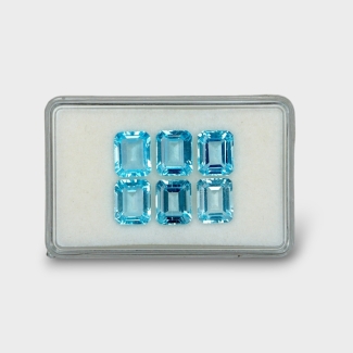 25.54 Cts. Swiss Blue Topaz 10x8mm Step Cut Octagon Shape AAA Grade Gemstones Parcel - Total 6 Pc.