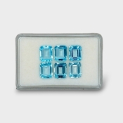 25.54 Cts. Swiss Blue Topaz 10x8mm Step Cut Octagon Shape AAA Grade Gemstones Parcel - Total 6 Pc.