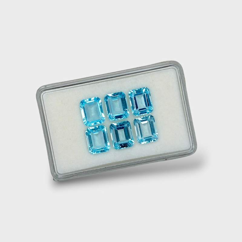 Swiss Blue Topaz 10x8mm Step Cut Octagon AAA Gemstones Parcel - 180127