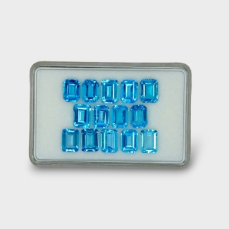 25.82 Cts. Swiss Blue Topaz 8x6mm Step Cut Octagon Shape AAA Grade Gemstones Parcel - Total 14 Pc.