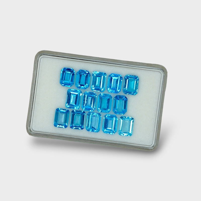 Swiss Blue Topaz 8x6mm Step Cut Octagon AAA Gemstones Parcel - 180091