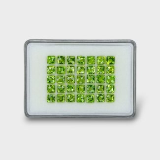 40.77 Cts. Peridot 6mm Checkerboard Square Shape AA+ Grade Gemstones Parcel - Total 35 Pc.