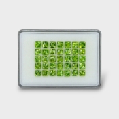 40.77 Cts. Peridot 6mm Checkerboard Square Shape AA+ Grade Gemstones Parcel - Total 35 Pc.