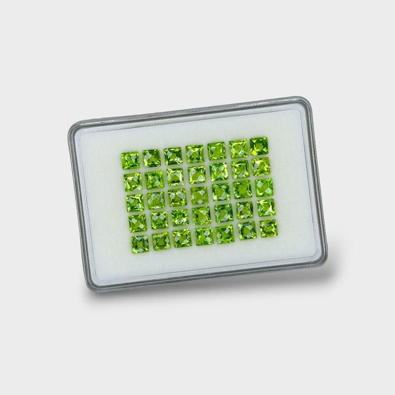 Peridot 6mm Checkerboard Square AA+ Gemstones Parcel - 170705
