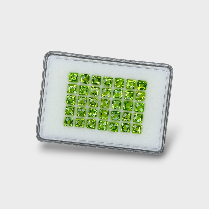 Peridot 6mm Checkerboard Square AA+ Gemstones Parcel - 170705
