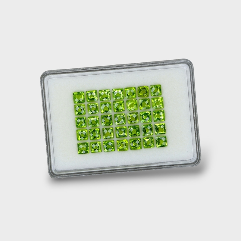 Peridot 6mm Checkerboard Square AA+ Gemstones Parcel - 170706
