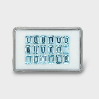 18.06 Cts. Aquamarine 7x5mm Step Cut Octagon Shape AAA Grade Gemstones Parcel - Total 18 Pc.