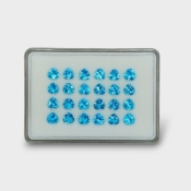 35.15 Cts. Swiss Blue Topaz 7mm Faceted Heart Shape AAA Grade Gemstones Parcel - Total 24 Pc.