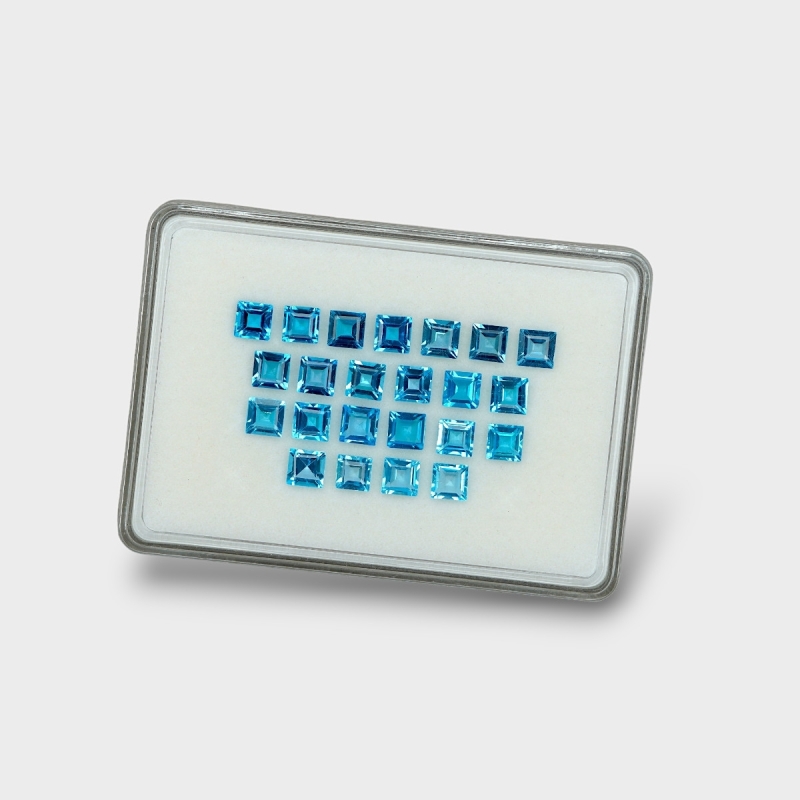 Swiss Blue Topaz 6mm Step Cut Square AAA Gemstones Parcel - 180109