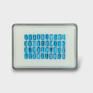 33.76 Cts. Swiss Blue Topaz 7x4mm Step Cut Baguette Shape AAA Grade Gemstones Parcel - Total 40 Pc.